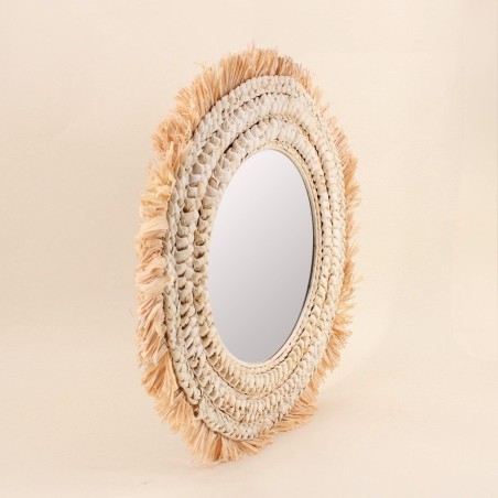 Miroir rond en raphia naturel 50cm | Hashtag Déco
