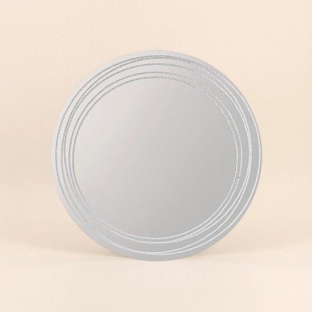 Miroir rond paillettes argenté 45cm élégant | Hashtag Déco