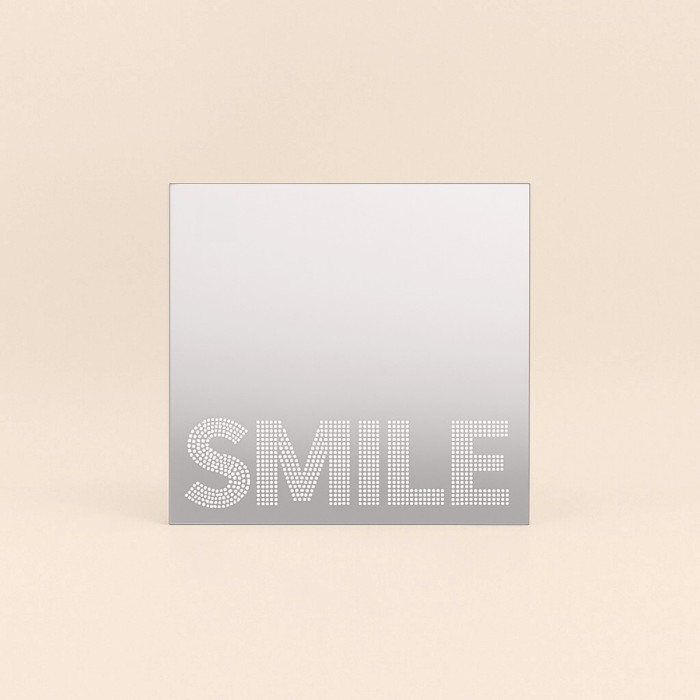 Miroir déco smile carré bois naturel 20x20cm | Hashtag Déco