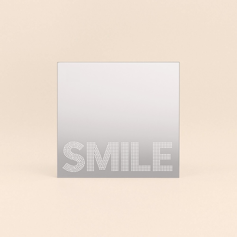 Miroir déco smile carré bois naturel 20x20cm | Hashtag Déco