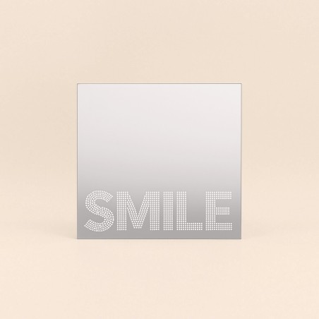 Miroir déco smile carré bois naturel 20x20cm | Hashtag Déco