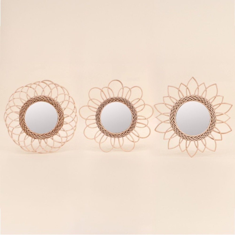Set de 3 miroirs en rotin naturel 30cm | Hashtag Déco