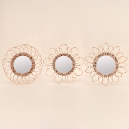 Set de 3 miroirs en rotin naturel 30cm | Hashtag Déco