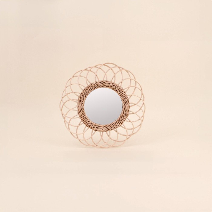 Miroir en rotin naturel rond 30cm | Hashtag Déco