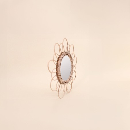 Miroir rond en rotin naturel 30cm | Hashtag Déco