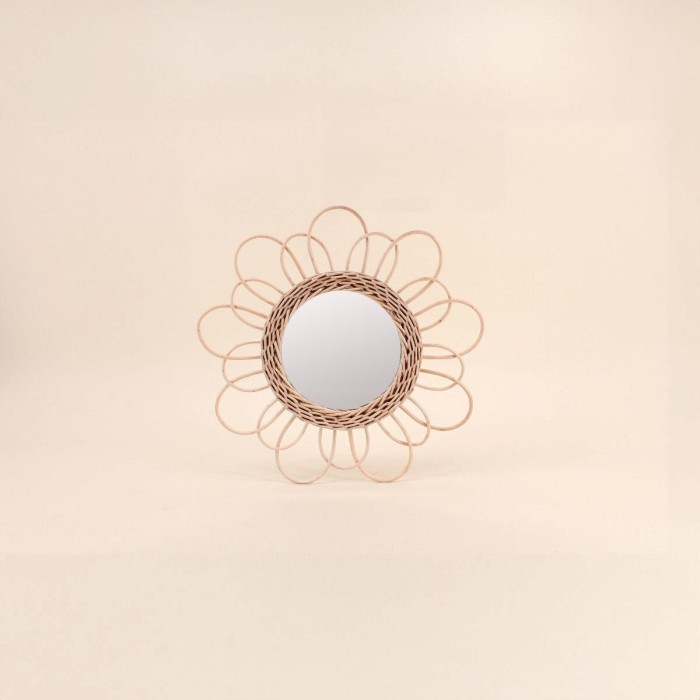 Miroir rond en rotin naturel 30cm | Hashtag Déco