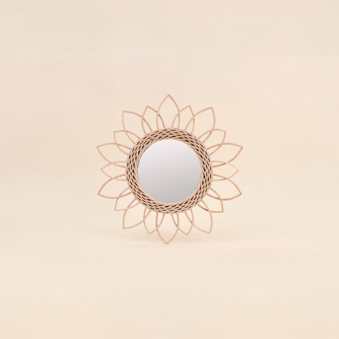 Miroir en rotin rond 30cm naturel | Hashtag Déco