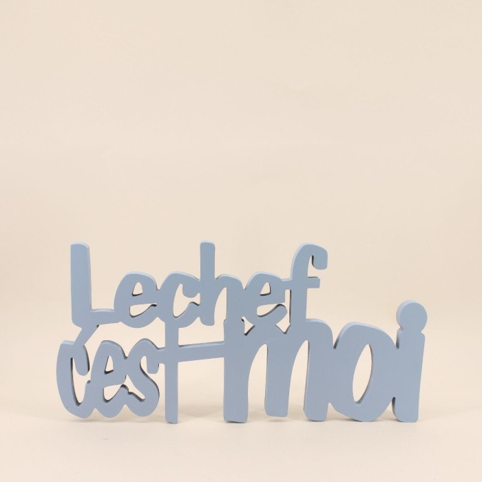 Mot déco "Le chef c'est moi" gris métal 50cm | Hashtag Déco