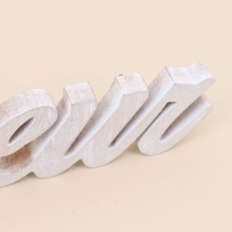 Mot décoratif "bonheur" bois blanc 50cm | Hashtag Déco