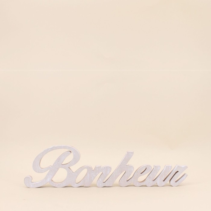 Mot décoratif "bonheur" bois blanc 50cm | Hashtag Déco