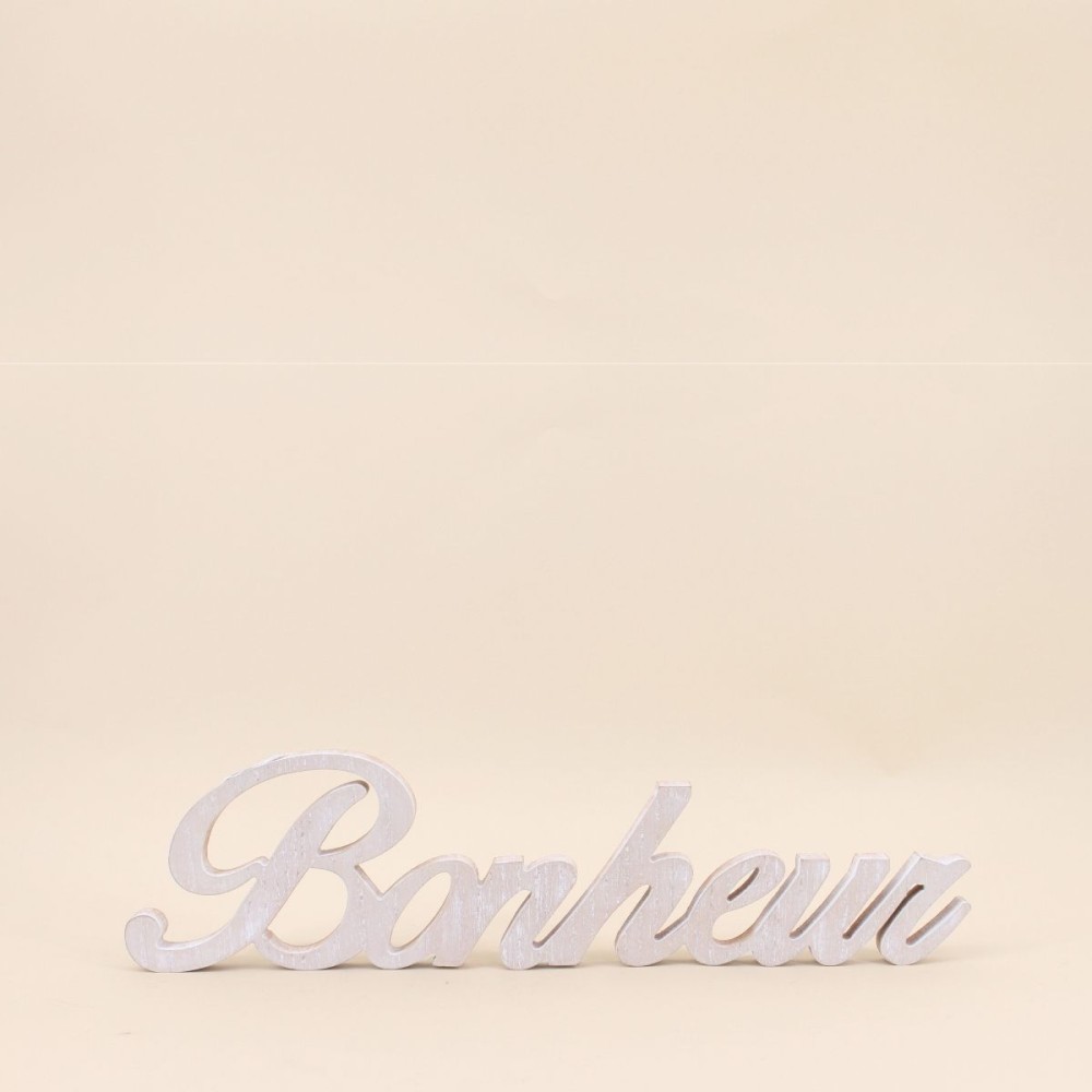 Mot décoratif "bonheur" bois blanc 50cm | Hashtag Déco