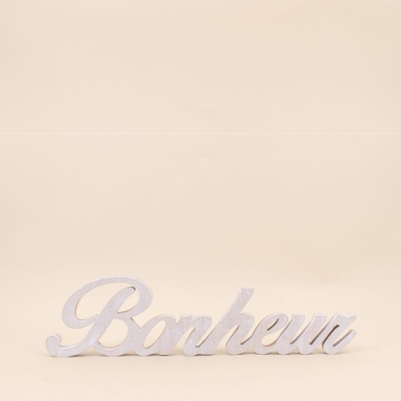 Mot décoratif "bonheur" bois blanc 50cm | Hashtag Déco