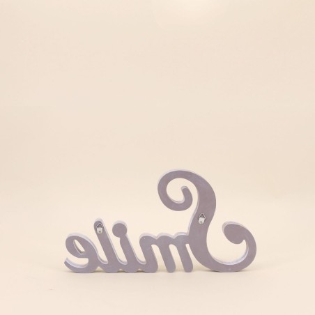 Mot décoratif "Smile" blanc bois 35cm | Hashtag Déco