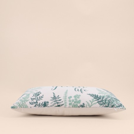 Coussin en coton motif fougère vert 50x30cm | Hashtag Déco
