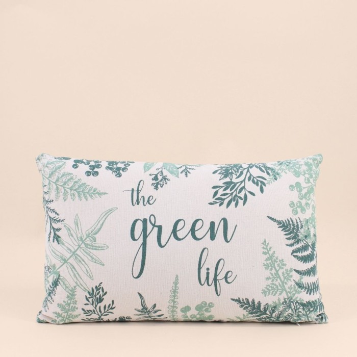 Coussin en coton motif fougère vert 50x30cm | Hashtag Déco