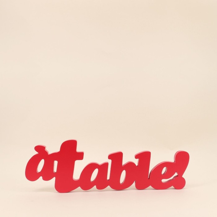 Mot déco "à table" rouge métal 50cm | Hashtag Déco