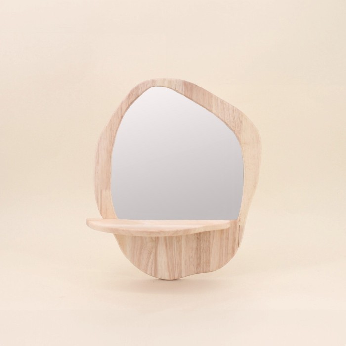Miroir étagère bois naturel 40x33cm | Hashtag Déco