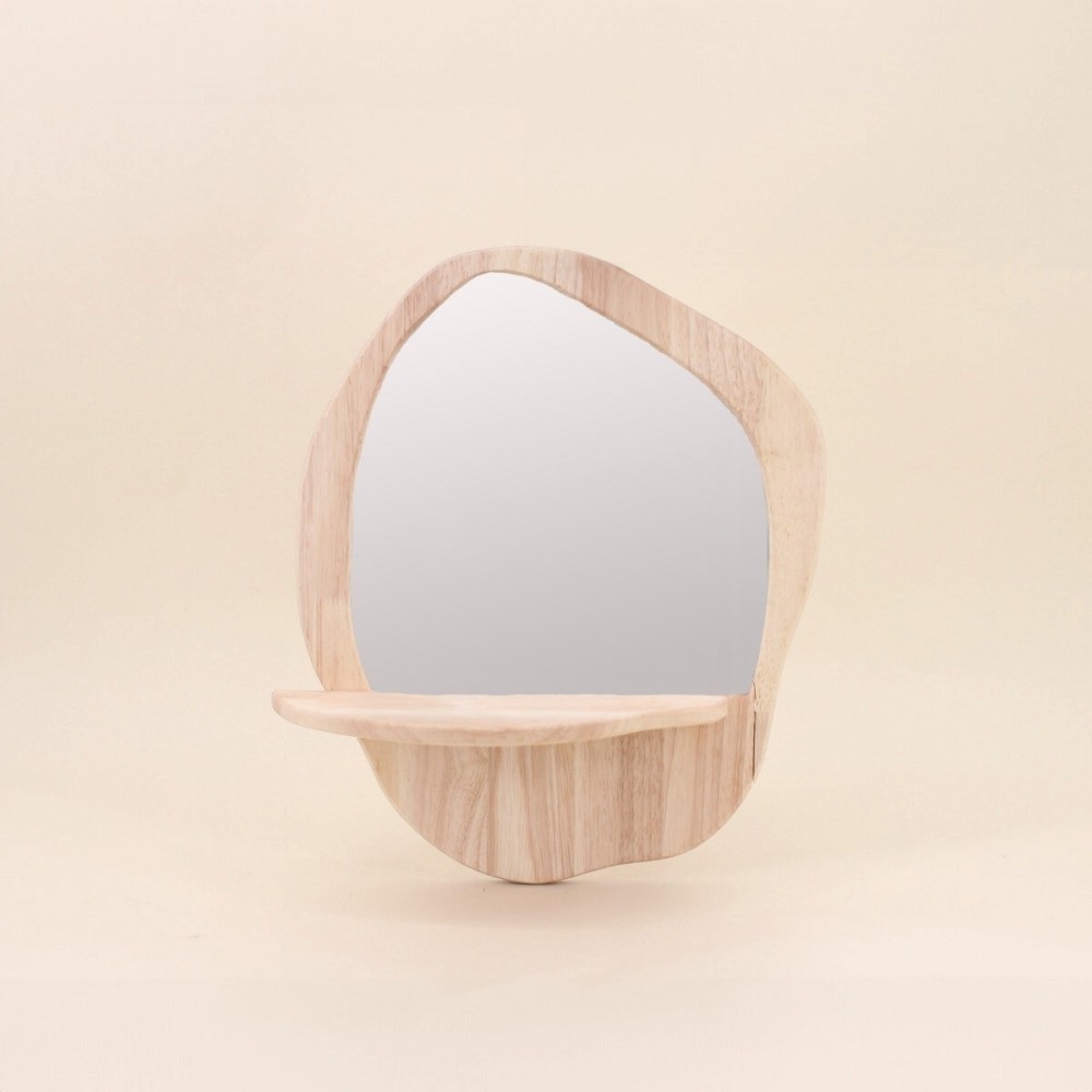 Miroir étagère bois naturel 40x33cm | Hashtag Déco