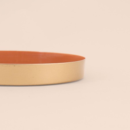 Plateau rond orange 20cm en métal doré | Hashtag Déco