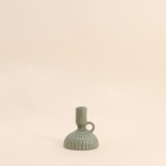 Lot de 2 bougeoirs céramique strié vert | Hashtag Déco