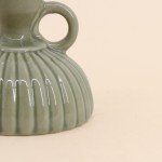 Lot de 2 bougeoirs céramique strié vert | Hashtag Déco