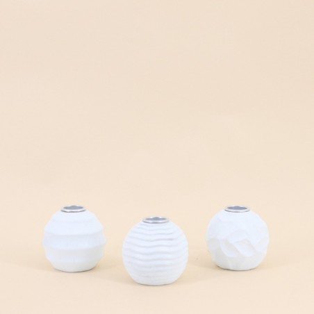 Set de 3 bougeoirs en résine blanche texturée | Hashtag Déco