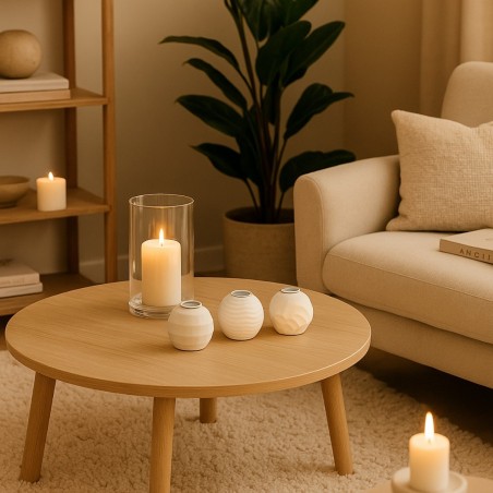 Set de 3 bougeoirs en résine blanche texturée | Hashtag Déco