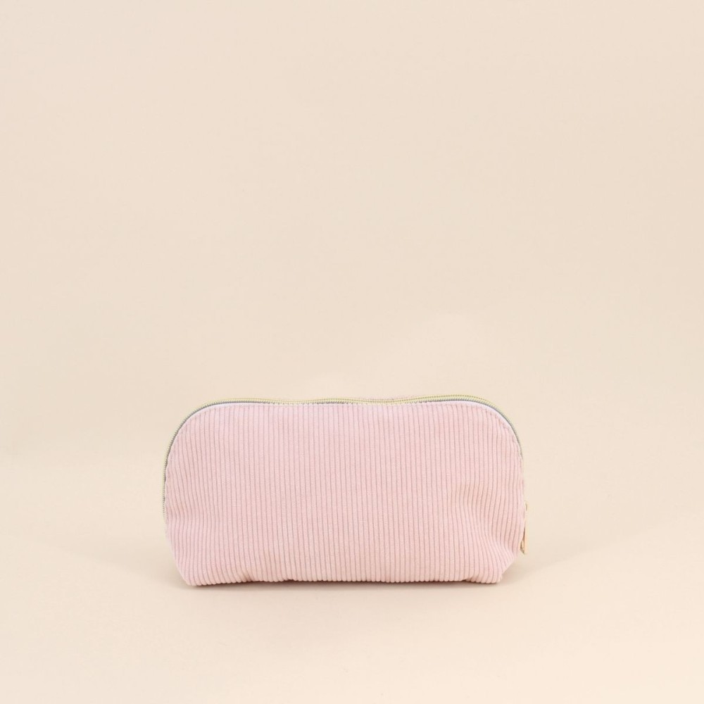Trousse à maquillage velours côtelé rose | Hashtag Déco