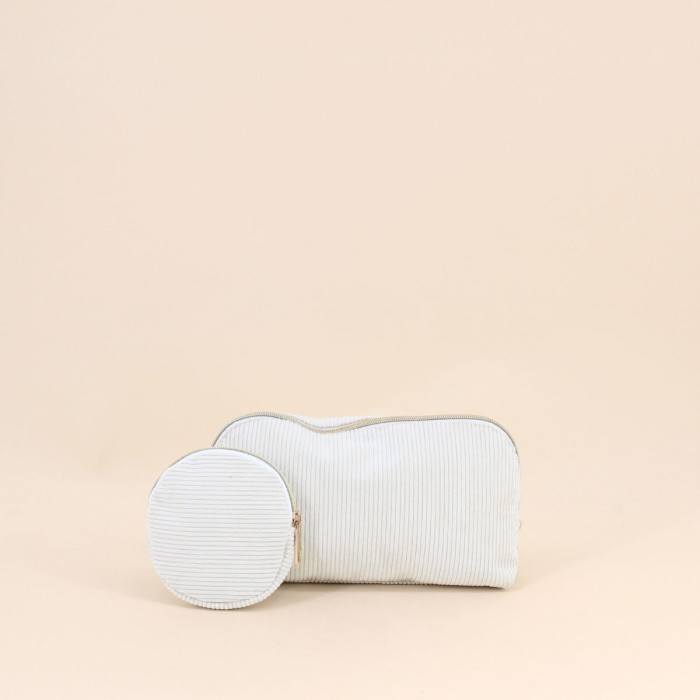 Set de 2 trousses velours côtelé beige | Hashtag Déco