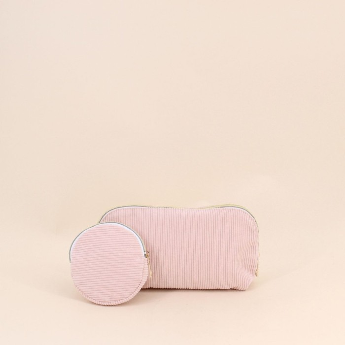 Set de 2 trousses en velours rose | Hashtag Déco