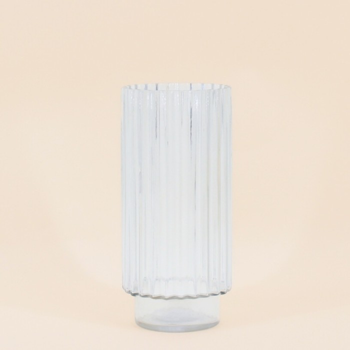 Vase en verre épais strié 25cm transparent | Hashtag Déco