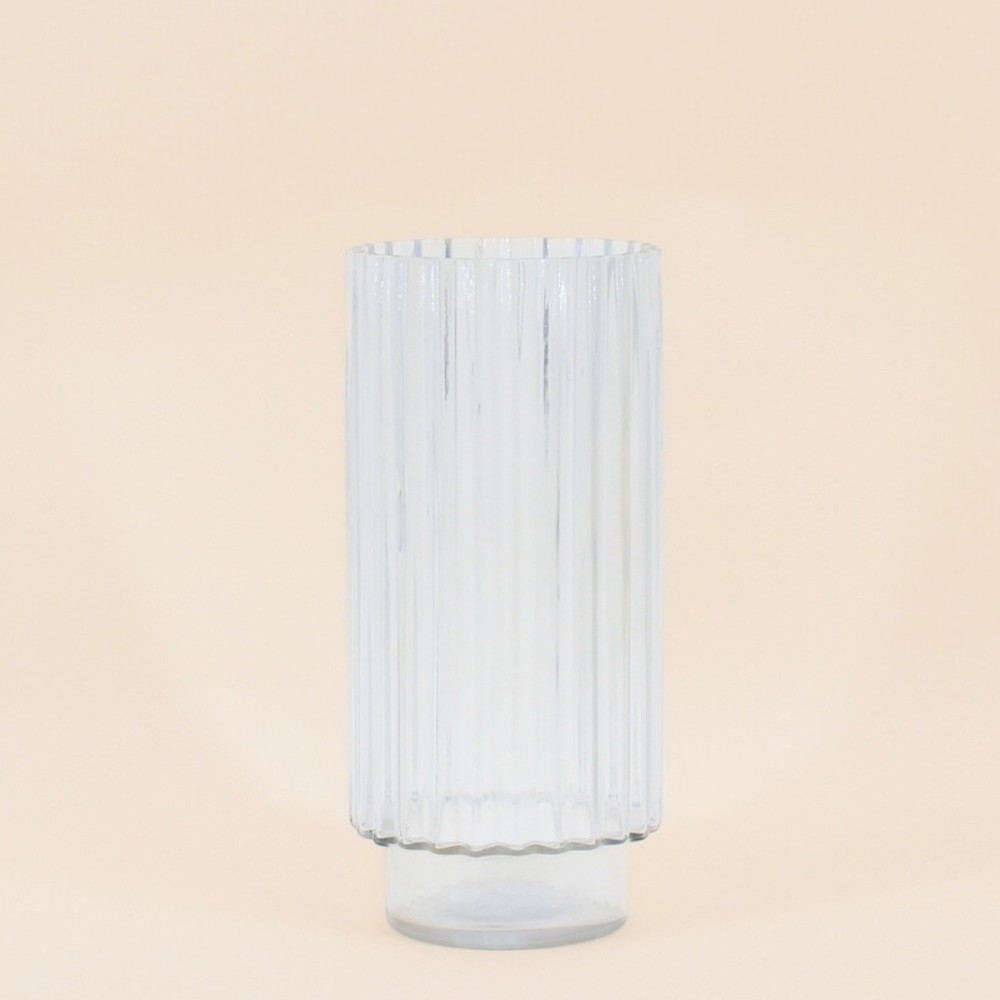 Vase en verre épais strié 25cm transparent | Hashtag Déco