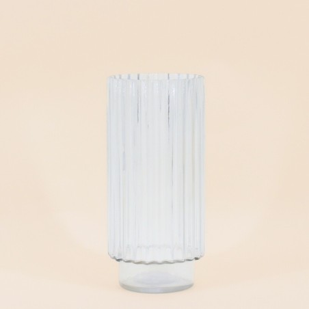 Vase en verre épais strié 25cm transparent | Hashtag Déco