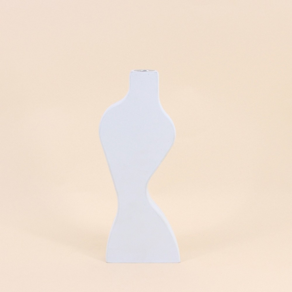 Bougeoir design blanc 30cm en céramique | Hashtag Déco