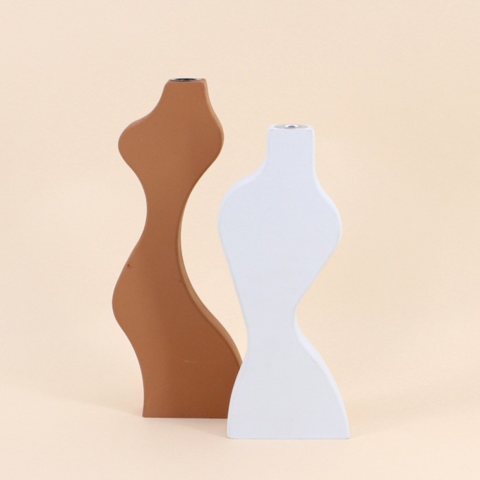Set de 2 bougeoirs design en métal noir | Hashtag Déco