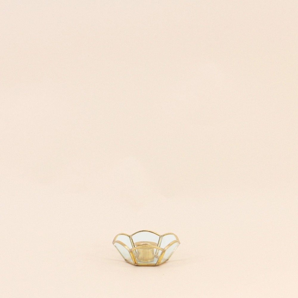 Bougeoir en verre et métal doré effet vieilli | Hashtag Déco Bougeoir en verre et métal doré effet vieilli | Hashtag Déco