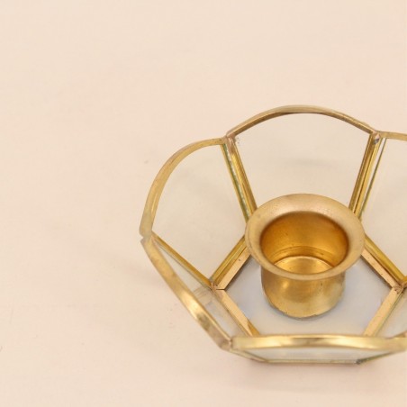 Lot de 2 bougeoirs verre métal doré | Hashtag Déco