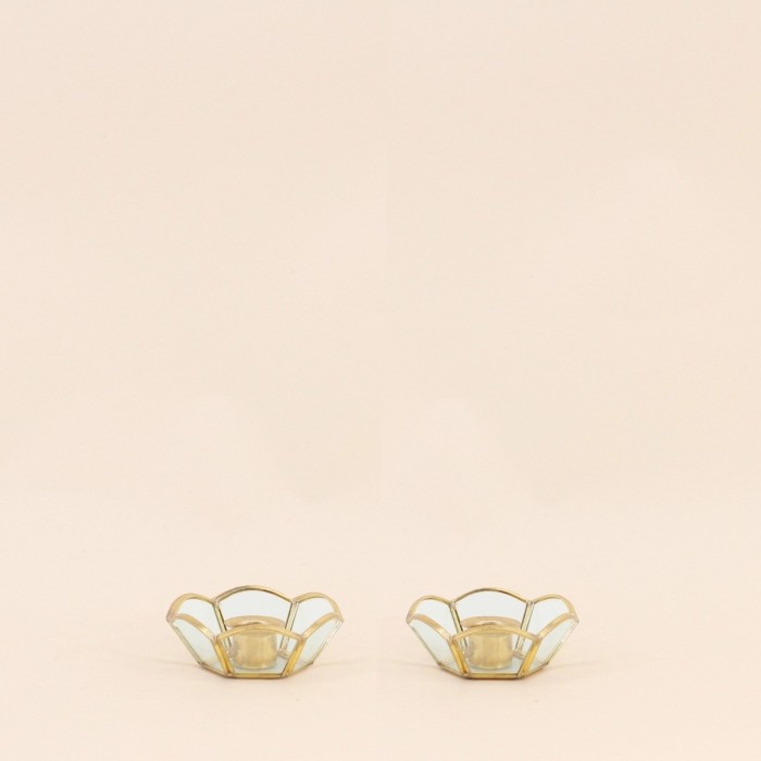 Lot de 2 bougeoirs verre métal doré | Hashtag Déco