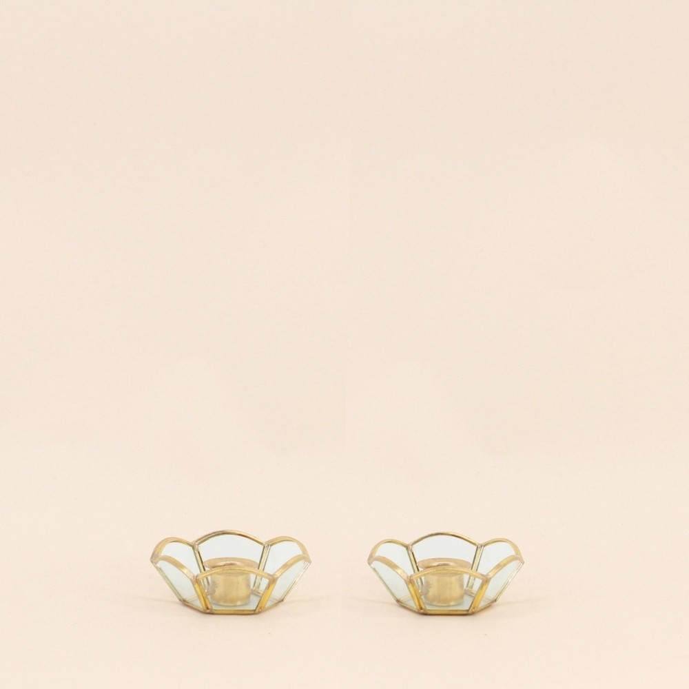 Lot de 2 bougeoirs verre métal doré | Hashtag Déco