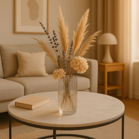 Vase en verre épais strié 25cm transparent | Hashtag Déco