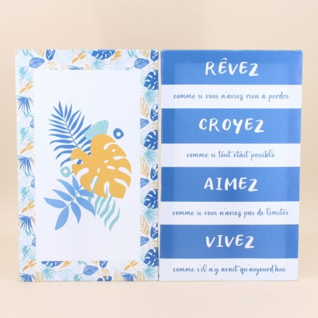 Toile marinière avec mots en coton bleu 50x30cm | Hashtag Déco