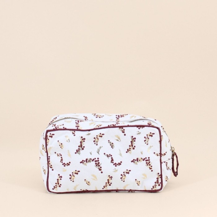 Trousse de toilette fleurs coton rose 24x13cm | Hashtag Déco