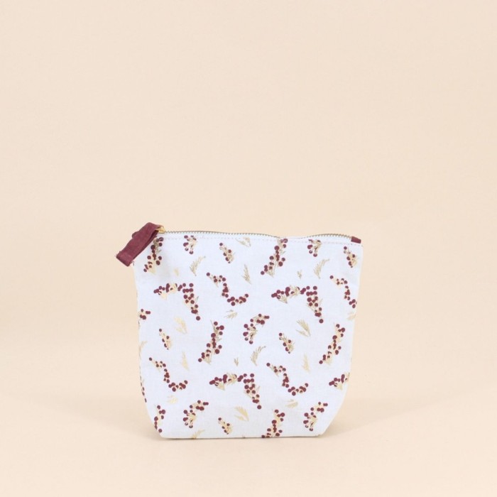 Trousse à maquillage coton fleuri rose 21x17cm | Hashtag Déco