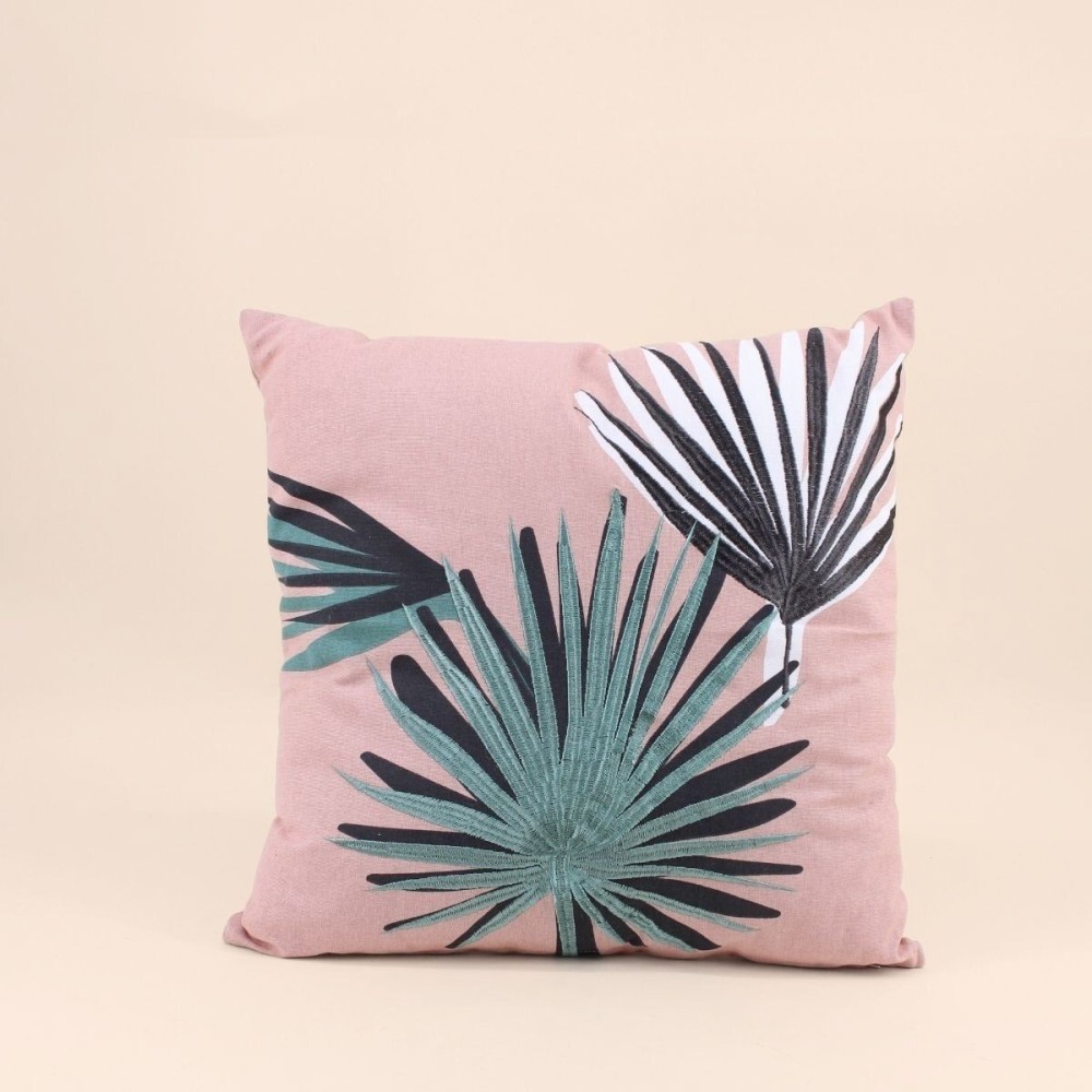 Coussin en coton rose fleuri 45x45cm | Hashtag Déco