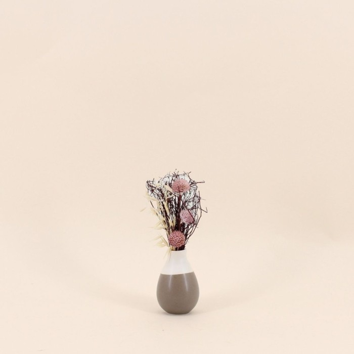 Vase en céramique beige avec fleurs séchées | Hashtag Déco