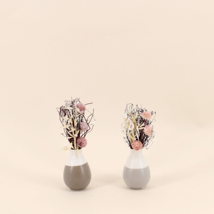 Lot de 2 vases céramique fleurs séchées beige | Hashtag Déco