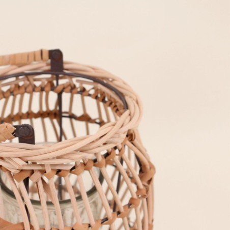 Lanterne bois et verre 21cm pour déco | Hashtag Déco