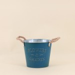 Pot de fleurs métal bleu effet vieilli 17cm | Hashtag Déco