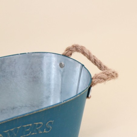 Lot de 2 jardinières effet vieilli bleu 30cm | Hashtag Déco