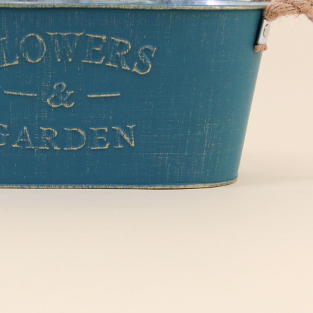 Lot de 2 jardinières effet vieilli bleu 30cm | Hashtag Déco